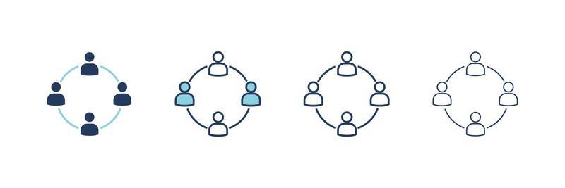 People team icon. Collaboration vector symbol. Filled and Linear style sign for mobile concept and web design. Teamwork symbol illustration. Pixel vector graphics - Vector