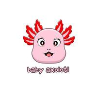 Vector cartoon face baby axolotl