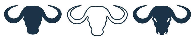 silueta de cabeza de toro y vaca con vector de cuerno grande