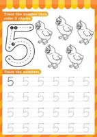 Math worksheet. Numbers activity - Lets learn numbers. vector