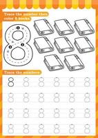 Math worksheet. Numbers activity - Lets learn numbers. vector