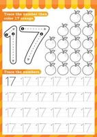 Math worksheet. Numbers activity - Lets learn numbers. vector