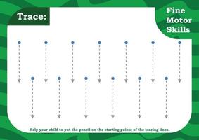 Preschool worksheet for practicing fine motor skill Trace and color for kids Tracing and coloring vector