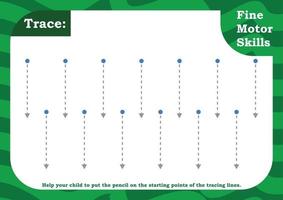 Preschool worksheet for practicing fine motor skill Trace and color for kids Tracing and coloring vector