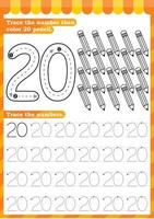 Math worksheet. Numbers activity - Lets learn numbers. vector