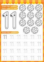 Math worksheet. Numbers activity - Lets learn numbers. vector