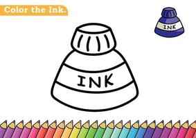 Ink coloring page. isolated coloring book. color pages for kids. Ink bottle isolated. vector