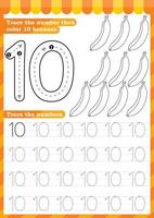 Math worksheet. Numbers activity - Lets learn numbers. vector