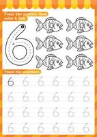 Math worksheet. Numbers activity - Lets learn numbers. vector