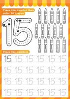 Math worksheet. Numbers activity - Lets learn numbers. vector