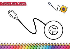 página de color para la ilustración de vector de yoyo. Dibujos de niños de jardín de infantes para colorear. yoyo aislado sobre fondo blanco para libros de colores.