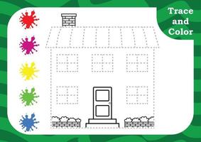 Preschool worksheet for practicing fine motor skill. Trace and color for kids. Tracing and coloring skills. tracing worksheet. vector