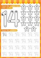 Math worksheet. Numbers activity - Lets learn numbers. vector