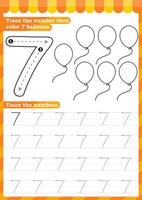 Math worksheet. Numbers activity - Lets learn numbers. vector