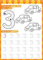 Math worksheet. Numbers activity - Lets learn numbers. vector