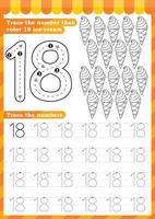 Math worksheet. Numbers activity - Lets learn numbers. vector