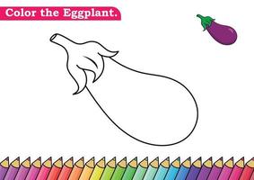 Eggplant coloring page. isolated coloring book. color pages for kids. Eggplant isolated. vector