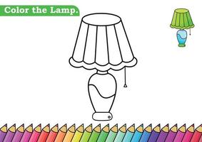 Lamp coloring page. isolated coloring book. color pages for kids. Lamp isolated. vector