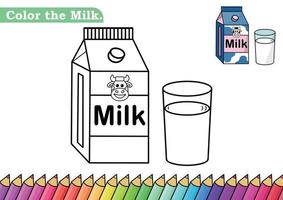 Milk coloring page. isolated coloring book. color pages for kids. Milk isolated. vector