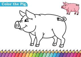 Pig coloring page. isolated coloring book. color pages for kids. Pig isolated. vector