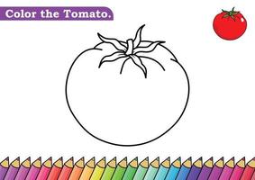 Página para colorear de tomate. libro para colorear aislado. páginas a color para niños. tomate aislado. vector