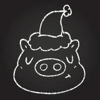 Christmas Pig Chalk Drawing vector