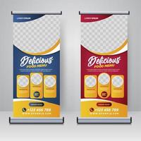 Food and Restaurant roll up banner design template vector