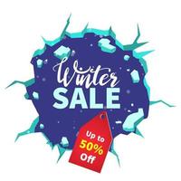 winter sale with ice and snowflake. promotion background in winter vector