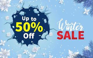 winter sale with ice and snowflake. promotion background in winter. vector