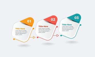 gráfico de proceso de negocio infográfico colorido tres pasos, plantilla para presentación infográfica de negocios vector