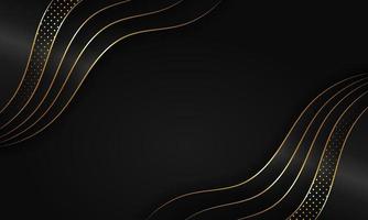 Curved golden lines on a dark color background. Luxury realistic concept. vector