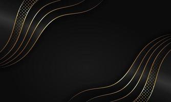 Curved golden lines on a dark color background. Luxury realistic concept. vector