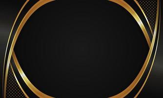 Curved golden lines on a dark color background. Luxury realistic concept. vector