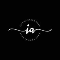 Initial IA handwriting logo template vector