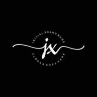 Initial JX handwriting logo template vector