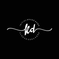 Initial KD handwriting logo template vector