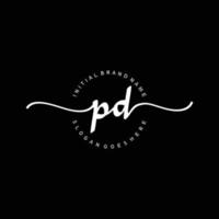 Initial PD handwriting logo template vector