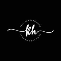 Initial KH handwriting logo template vector