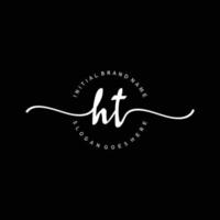 vector de plantilla de logotipo de escritura a mano ht inicial