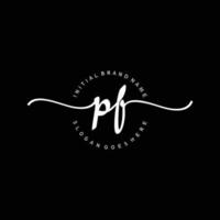 Initial PF handwriting logo template vector