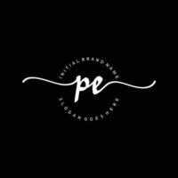 Initial PE handwriting logo template vector