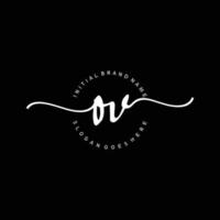 Initial OV handwriting logo template vector