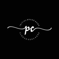 Initial PC handwriting logo template vector