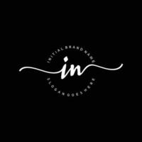 Initial IN handwriting logo template vector