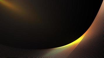 patrón de líneas curvas doradas abstractas con efecto de iluminación sobre fondo negro estilo de lujo vector