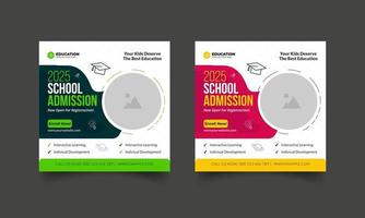 kids school education admission social media post template vector