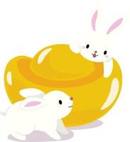 Rabbit next to Gold Ingot vector