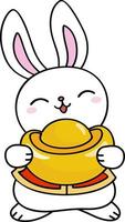 Rabbit Holding a Dold Ingot in Both Hands vector