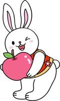 Rabbit with Hips Up and Holding an Apple vector