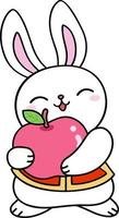 Rabbit Standing with Apple in Hand vector